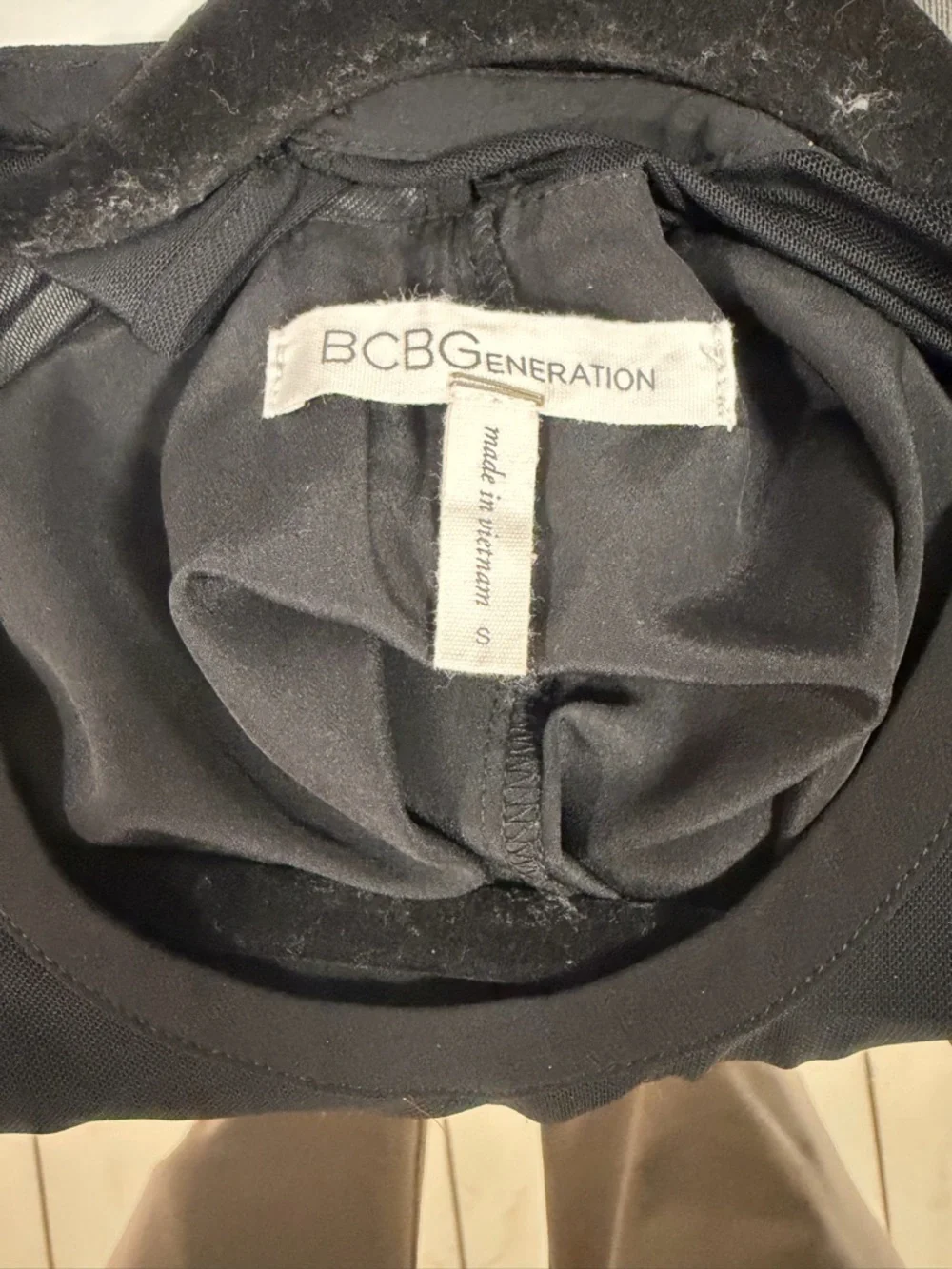 BCBGeneration Black Short-Sleeve Mesh Yoke Mini Dress